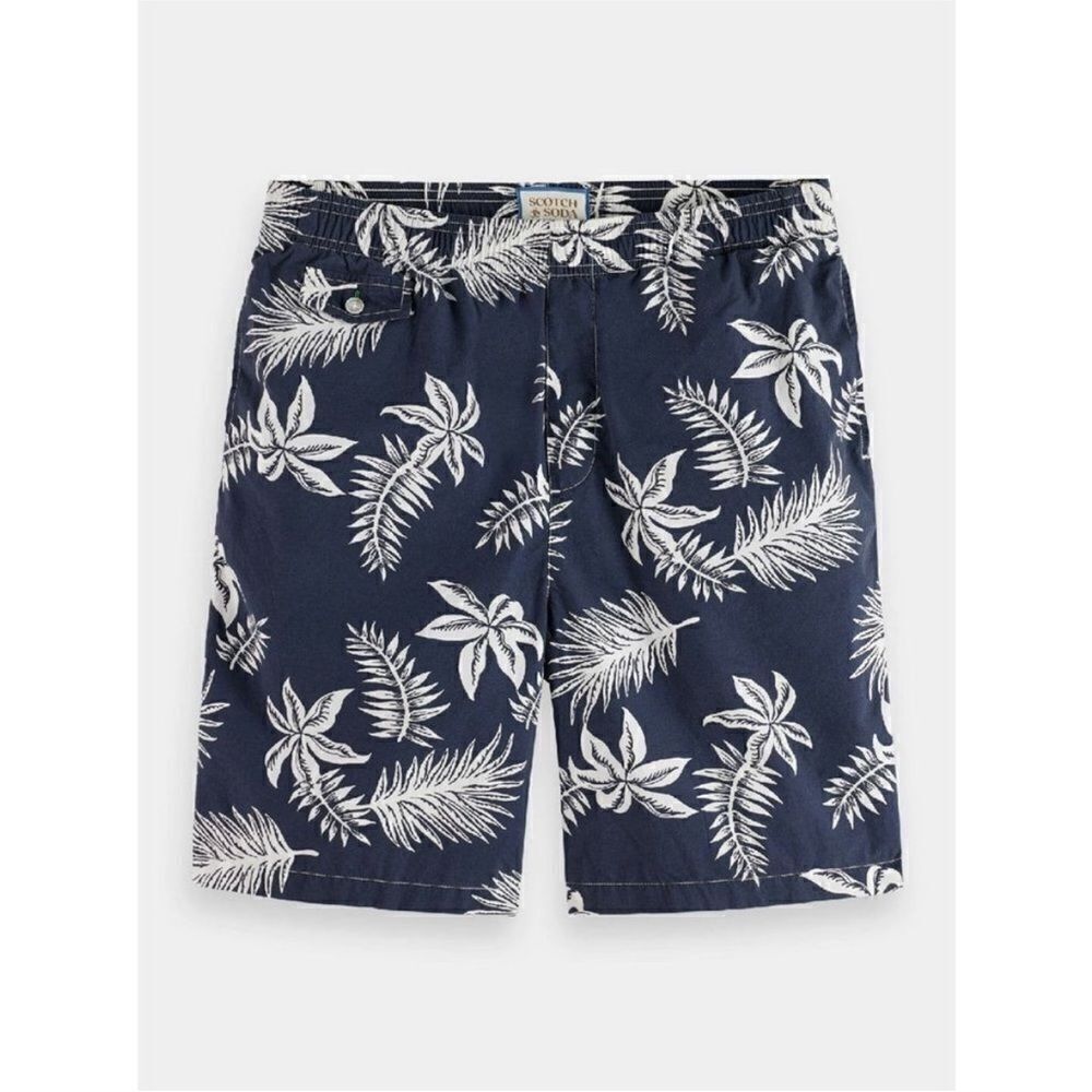 Scotch & Soda NWT Mens Relaxed Straight Print Poplin
Bermuda Shorts Navy M